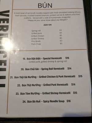 Menu at Pho Nomenal in Binghamton