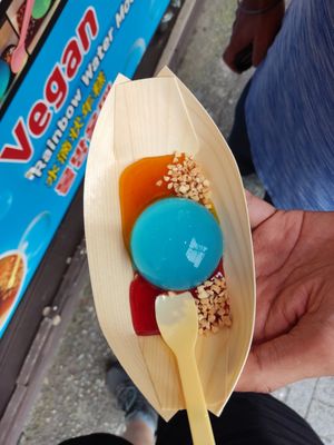 Blue version with strawberry and mango syrup at Vegan Food  in Busan
