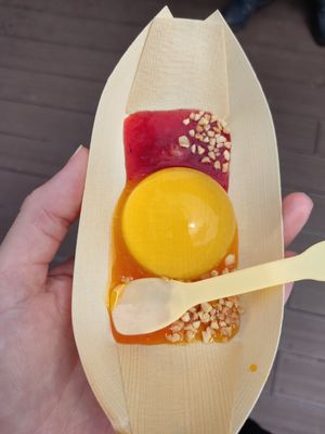 Yellow version with strawberry and mango syrup at Vegan Food  in Busan