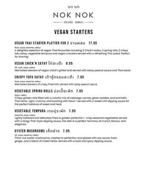 Vegan starters - April 2025 at Nok Nok Authentic Thai Food in Swansea