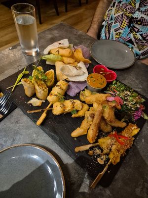 Vegan starter platter at Nok Nok Authentic Thai Food in Swansea