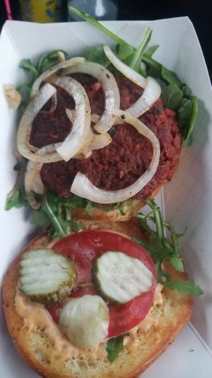 Burger.....yummy at Mean Mandy's in Asheville