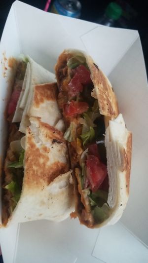 Crunk wrap absolutely delicious but jalapenos wow I'm a wimp at Mean Mandy's in Asheville