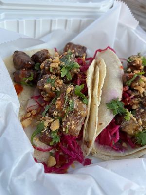 Tempeh Tacos (Corn Tortillas) GF  at Mean Mandy's in Asheville