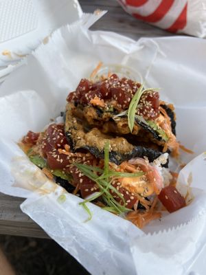 Sushi Tacos Special! The shell was out of this world! 🔥  at Mean Mandy's in Asheville