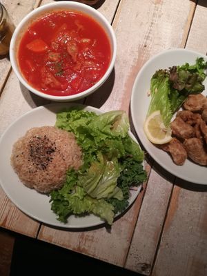 Tomato Soup Lunch with soy meat karaage at AIN SOPH.Journey in Tokyo