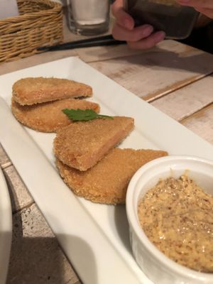 Some sort of chicken and dip, both were delicious! at AIN SOPH.Journey in Tokyo