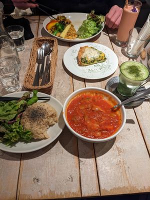 Tomato soup and matcha latte, quiche etc at AIN SOPH.Journey in Tokyo