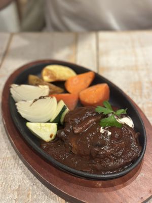 Burger steak with baked veggies  at AIN SOPH.Journey in Tokyo