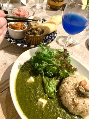 Green curry and appetizer plate   at AIN SOPH.Journey in Tokyo