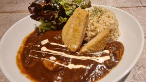 Rice set with added cutlet at AIN SOPH.Journey in Tokyo