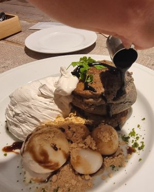 Black sesame pancakes at AIN SOPH.Journey in Tokyo