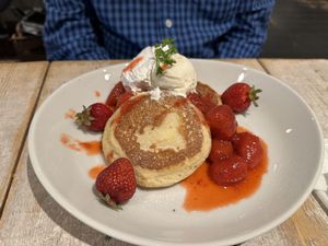 Pancake dessert like strawberry shortcake   at AIN SOPH.Journey in Tokyo