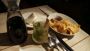 red wine, mojito and chips with salsa   at AIN SOPH.Journey in Tokyo
