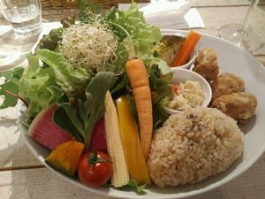 Lunch items come with a few delicious sides at AIN SOPH.Journey in Tokyo