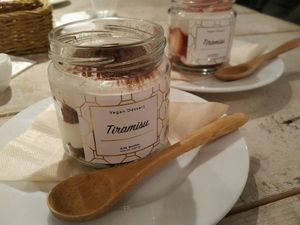 Desserts in mason jars with a springtime strawberry option at AIN SOPH.Journey in Tokyo