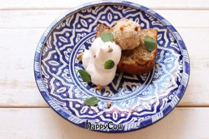 Banana and anise seed pound cake with soy cream and homemade ice cream - we serve this with this beautiful dish from Morocco. at AIN SOPH.Journey in Tokyo