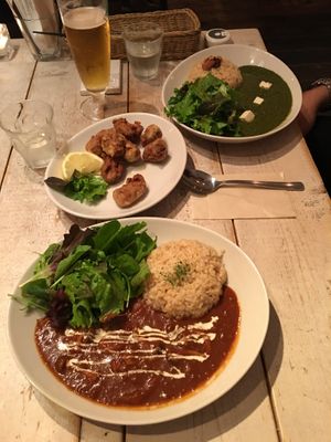 ‘Chicken’, green curry and the stew/curry  at AIN SOPH.Journey in Tokyo