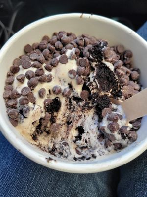 Peanut butter chocolate cookie ice cream with chocolate chips at FoMu   in Boston