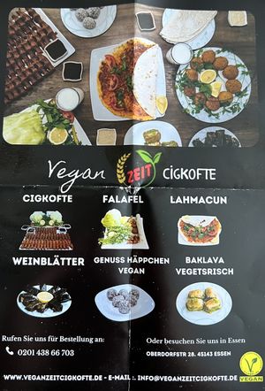 Speisekarte   at Vegan Zeit Cigköfte  in Essen