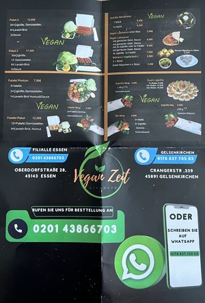 Speisekarte  at Vegan Zeit Cigköfte  in Essen