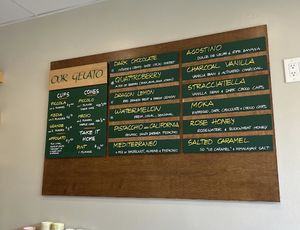 Flavors with blue symbols next to them are vegan  at Bobboi Natural Gelato   in San Diego