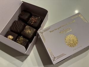 Beautifully made chocolate truffles in gorgeous packaging  at Rayluca Chocolate in San Diego