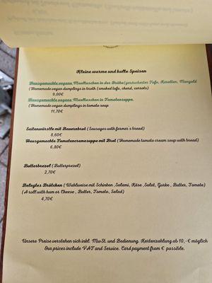 Karte at Café Moritz in Muensingen