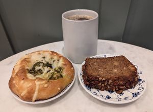 Vegan Flatbread and Hummingbird Loaf at Keeper Coffee Co in Portland