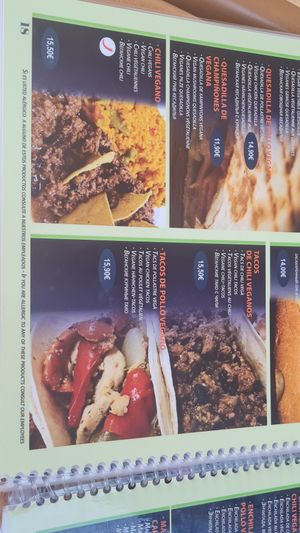 Menu at Mexicà Cambrils in Cambrils