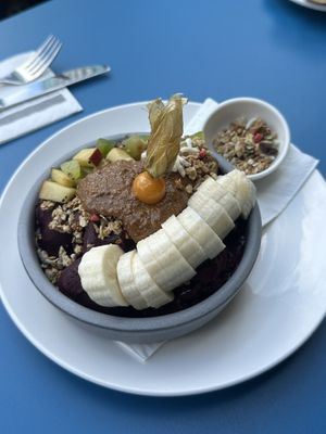 Good Açai bowl, and some other vegan options. Also had a variety of plant based milk options for your coffee of choice.  at Word of Mouth   in Sliema