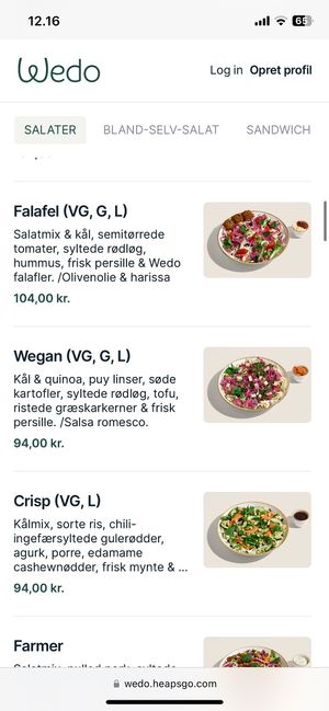 Vegan salads  at Wedo   in Copenhagen