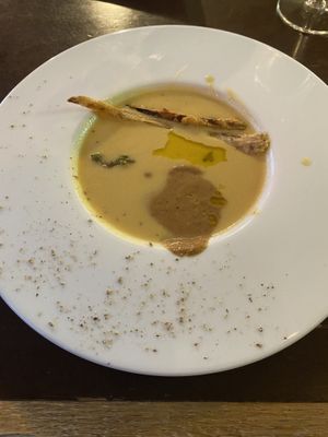 Sweetcorn consommé   at Bar Recyclart in Brussels