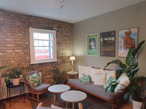 Upstairs seating (non-laptop area) at Kentish Town Stores in London