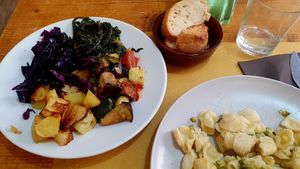 Pasta and veggies at La Rosticceria in Bracciano