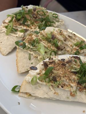 Tortillas with tonkatsu eggplants  at Faubourg Daimant in Paris