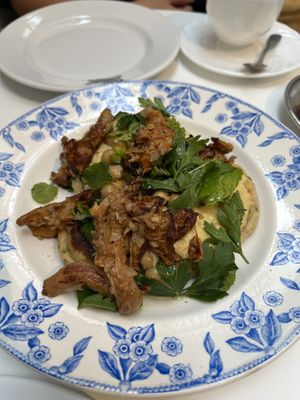 Grilled Chickpea and humus with flat bread  at Faubourg Daimant in Paris