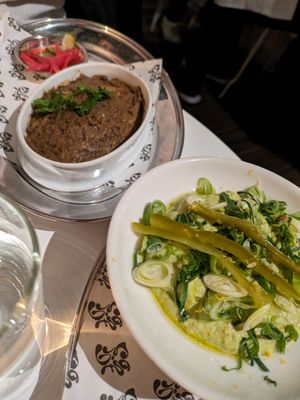Broccoli guacamole and Puy lentil pâté at Faubourg Daimant in Paris