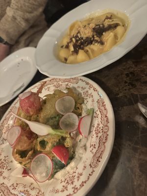 Radishes and pasta  at Faubourg Daimant in Paris