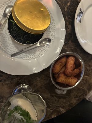 Caviar and whipped butterr  at Faubourg Daimant in Paris