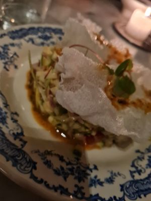 Insalata di zucchine con sfoglia di riso at Faubourg Daimant in Paris