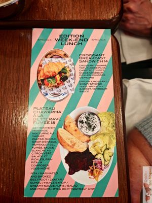 Menu brunch menu at Faubourg Daimant in Paris