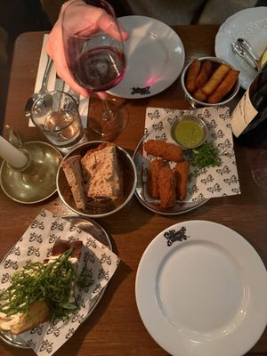 Food - croquettes were yummy!  at Faubourg Daimant in Paris