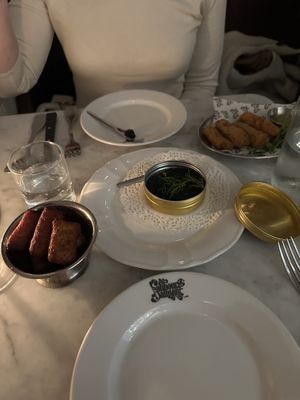 Vegan caviar and mushroom croquets   at Faubourg Daimant in Paris