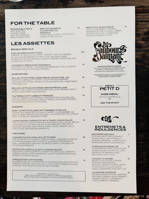 Menue   at Faubourg Daimant in Paris