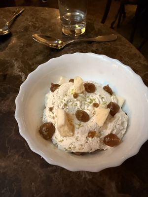 Pavlova - very creamy rich dessert  at Faubourg Daimant in Paris