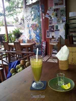 Fresh green juice at Juice Ja Cafe in Ubud