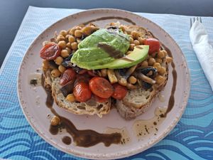 The vegan breakfast at SunRose Beach Aparthotel in Corfu