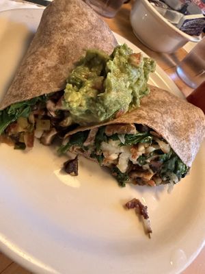 Vegan breakfast burrito  at Driftwood Cafe in South Lake Tahoe