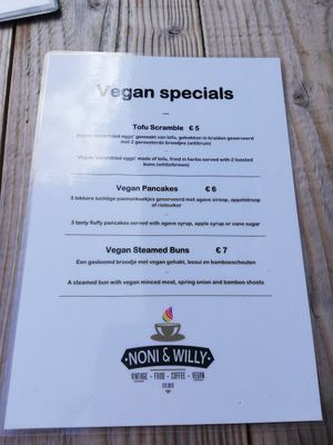 Vegan Specials Menu - August 2023 at Noni & Willy in Groningen